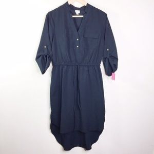 NWT Merona Medium Black Roll Tab Sleeve Dress N